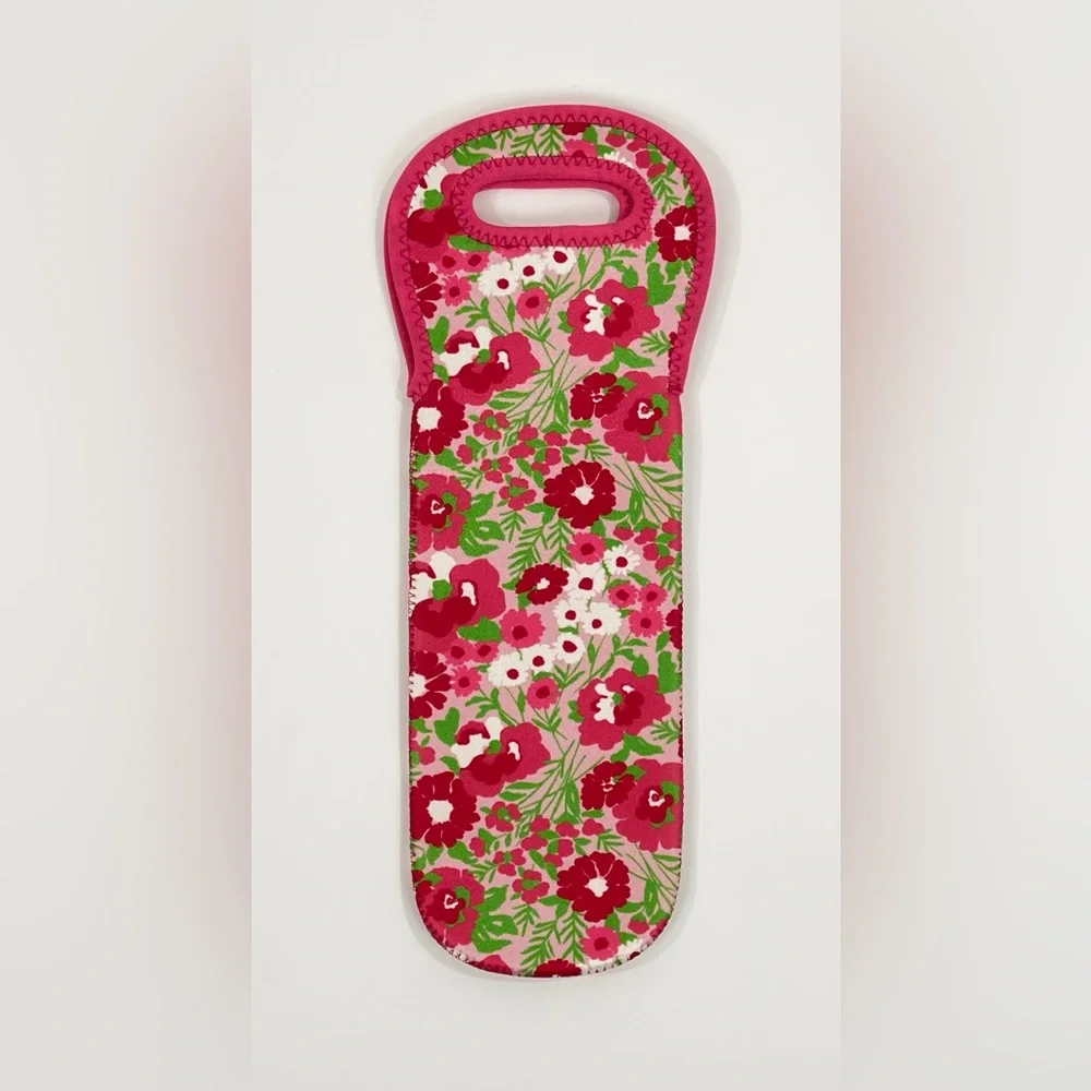 Lilly Pulitzer Wine Tote Bag Set 2 Garden By Sea Pink Green Floral Insulated